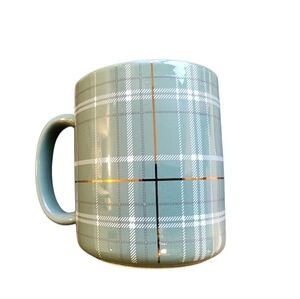 Plaid Ceramic Coffee Mug - Blue Green Gold